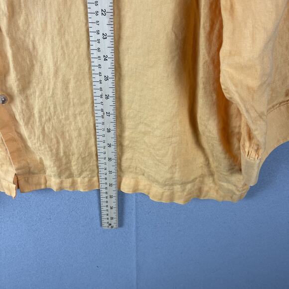 Paul Fredrick Linen Shirt Mens 3XL Orange Roll Tab Long Sleeve Button Up Relaxed - Picture 7 of 14